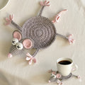 Handmade Crochet Mouse Coaster Set | Cute Animal Placemat & Drink Coasters