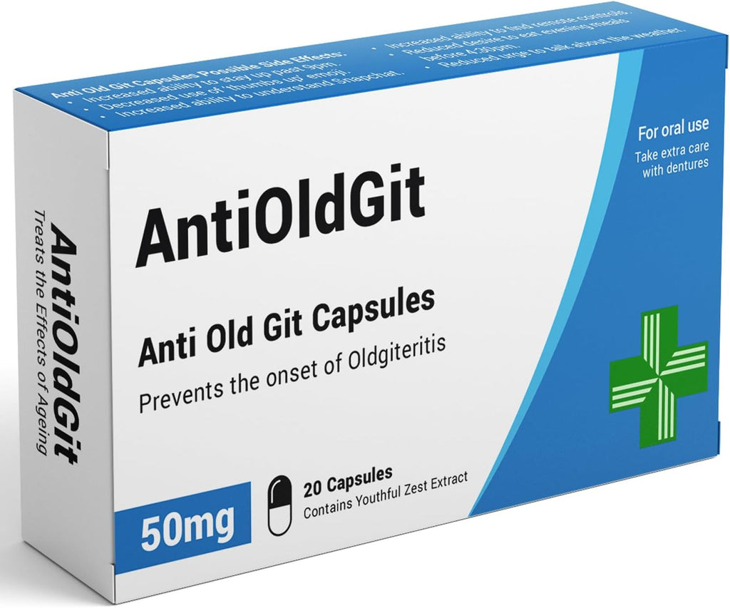 AntiOldGit Joke Pill Box | Funny Jelly Bean Sweets Gift for Men | Birthday, Father's Day & Retirement Present for Dad, Grandad & Him