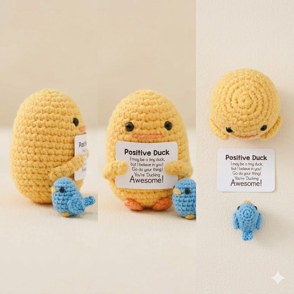 Positive Duck Handmade Crochet Plush | Cute Emotional Support Encouragement Gift
