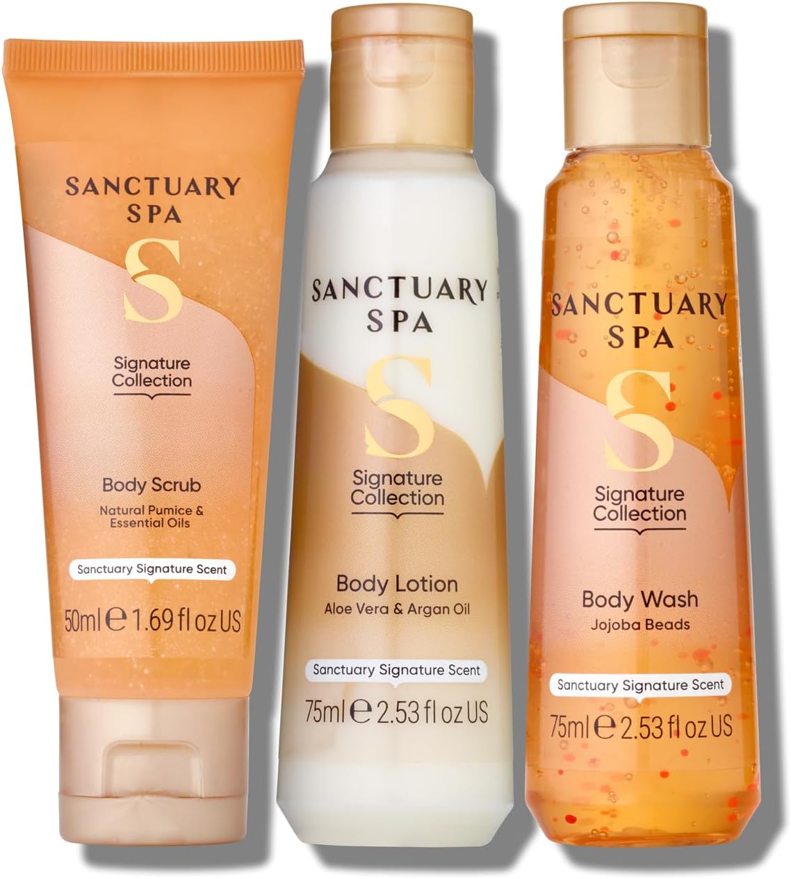 Sanctuary Spa Me Time Minis Signature Collection Gift Set - Box with Body Wash, Lotion and Scrub