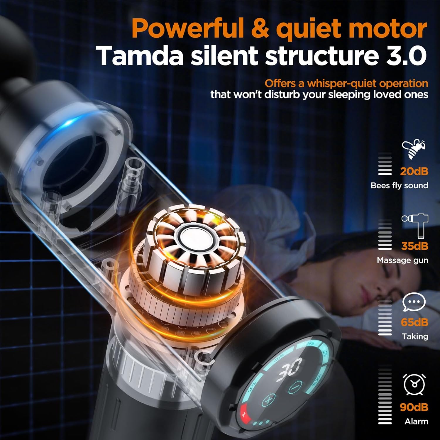 Massage Gun Deep Tissue | 2026 Upgraded 30 Speeds, 10 Massage Heads, LCD Touch Screen | Portable Muscle Massager for Back, Shoulder & Body Recovery