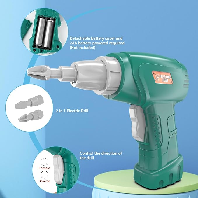DIY free assembly Dreamon dinosaur take apart toy with child using electric drill