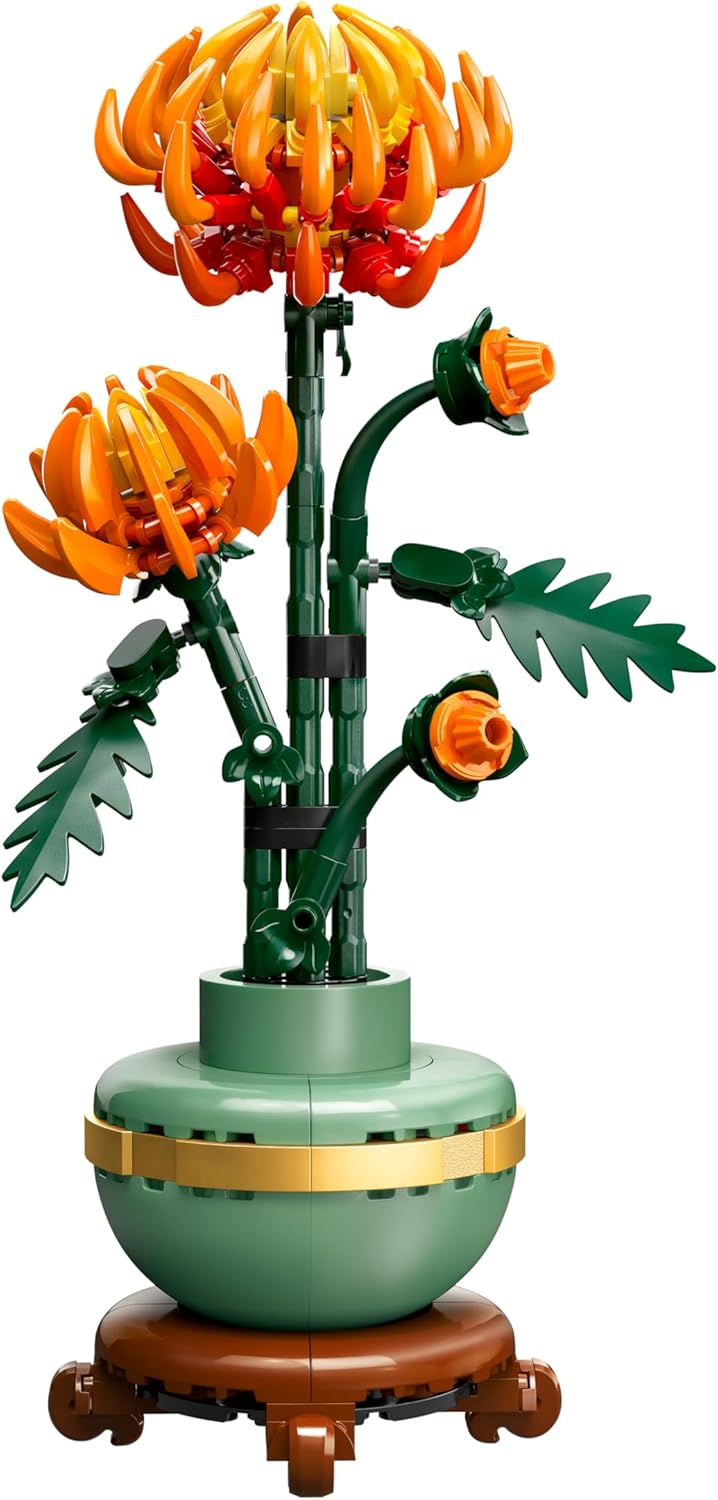 LEGO Chrysanthemum 10368 displayed as zero-maintenance home decor