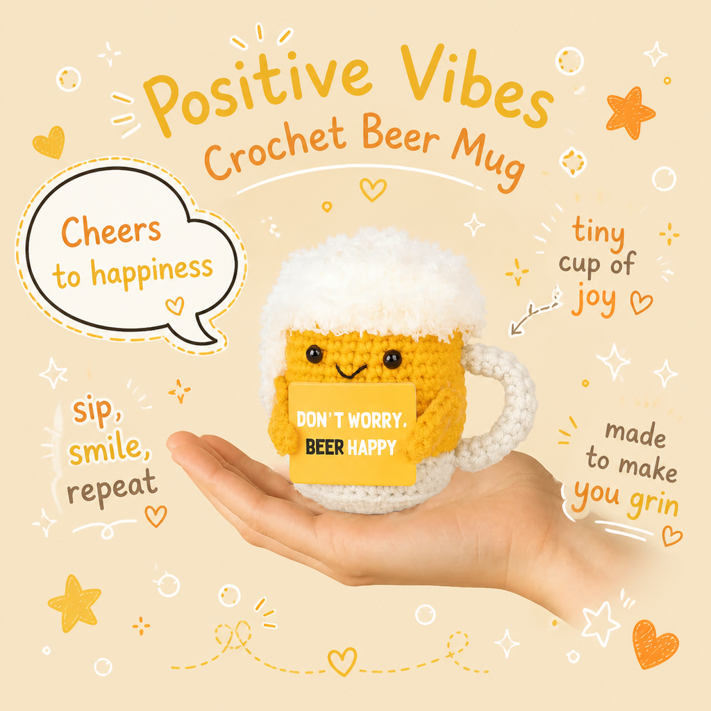 Emotional Support Beer Cup — Handmade Crochet Plushie Gift