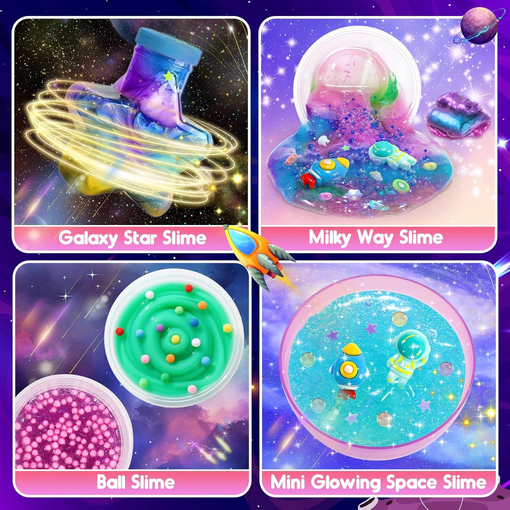 Galaxy Slime Kit for Kids | 29-Piece DIY Slime Making Set | Glow in the Dark, Fluffy & Cloud Slime | Gift for Girls & Boys Ages 6-12