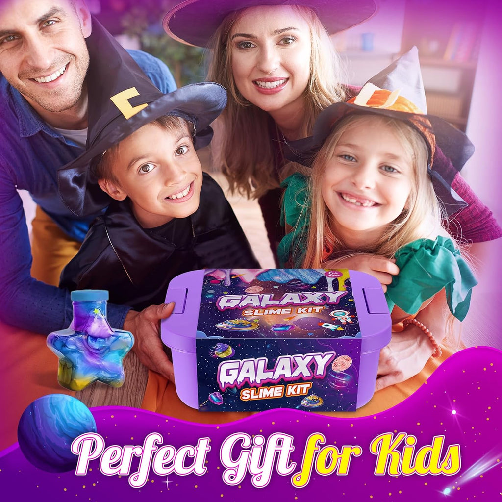 Galaxy Slime Kit for Kids | 29-Piece DIY Slime Making Set | Glow in the Dark, Fluffy & Cloud Slime | Gift for Girls & Boys Ages 6-12