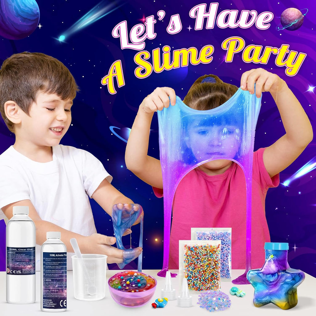 Galaxy Slime Kit for Kids | 29-Piece DIY Slime Making Set | Glow in the Dark, Fluffy & Cloud Slime | Gift for Girls & Boys Ages 6-12
