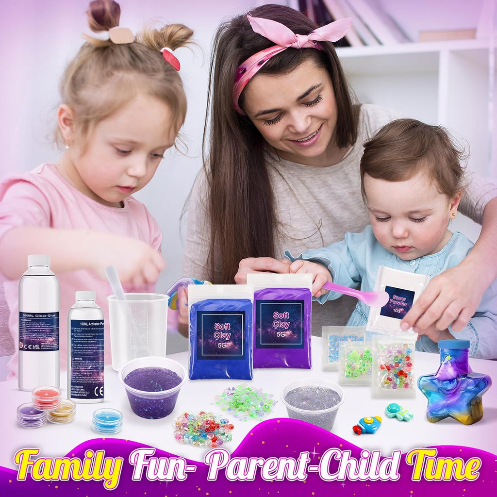 Galaxy Slime Kit for Kids | 29-Piece DIY Slime Making Set | Glow in the Dark, Fluffy & Cloud Slime | Gift for Girls & Boys Ages 6-12