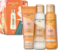 Sanctuary Spa Signature Collection Body Scrub, Body Lotion and Body Wash trio flatlay