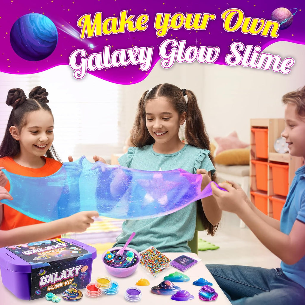 Galaxy Slime Kit for Kids | 29-Piece DIY Slime Making Set | Glow in the Dark, Fluffy & Cloud Slime | Gift for Girls & Boys Ages 6-12
