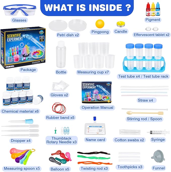80+ Experiments Science Kit for Kids | Age 8-12 | STEM Educational Toy | Volcano, Chemistry, Fizzy Reactions & Colour Learning | Gift for Boys & Girls