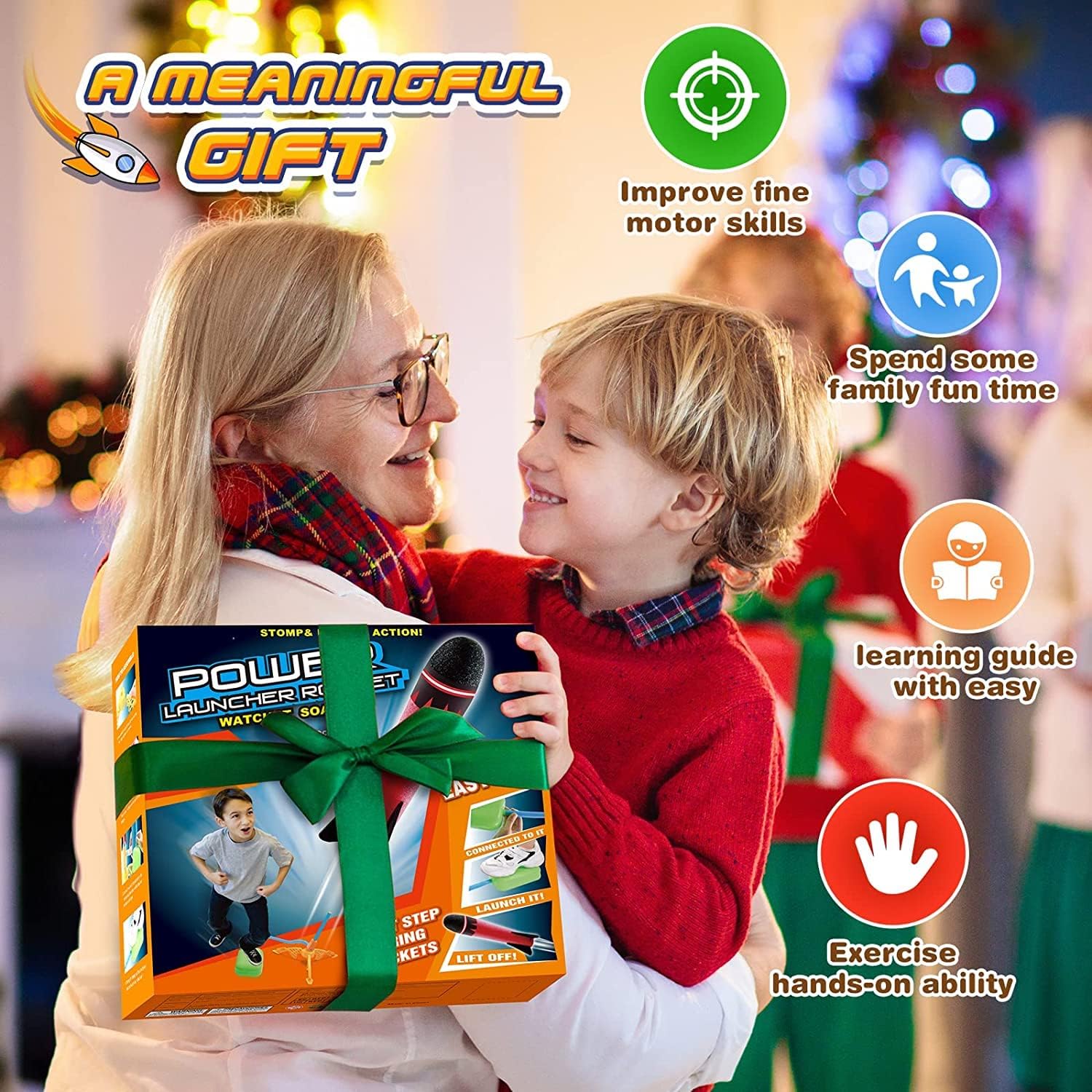Anginne Power Launcher Rocket Toy Set with 6 foam rockets stomp pad and launch stand for kids
