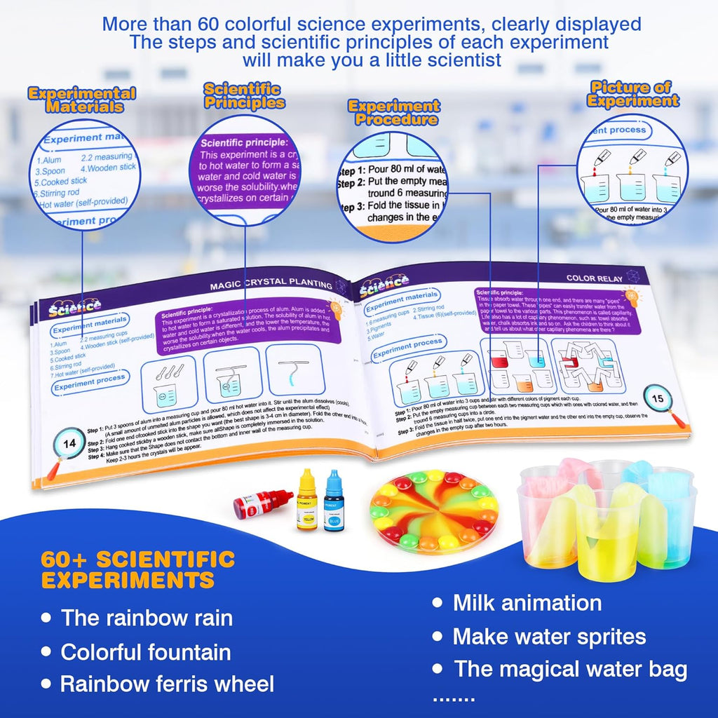 80+ Experiments Science Kit for Kids | Age 8-12 | STEM Educational Toy | Volcano, Chemistry, Fizzy Reactions & Colour Learning | Gift for Boys & Girls