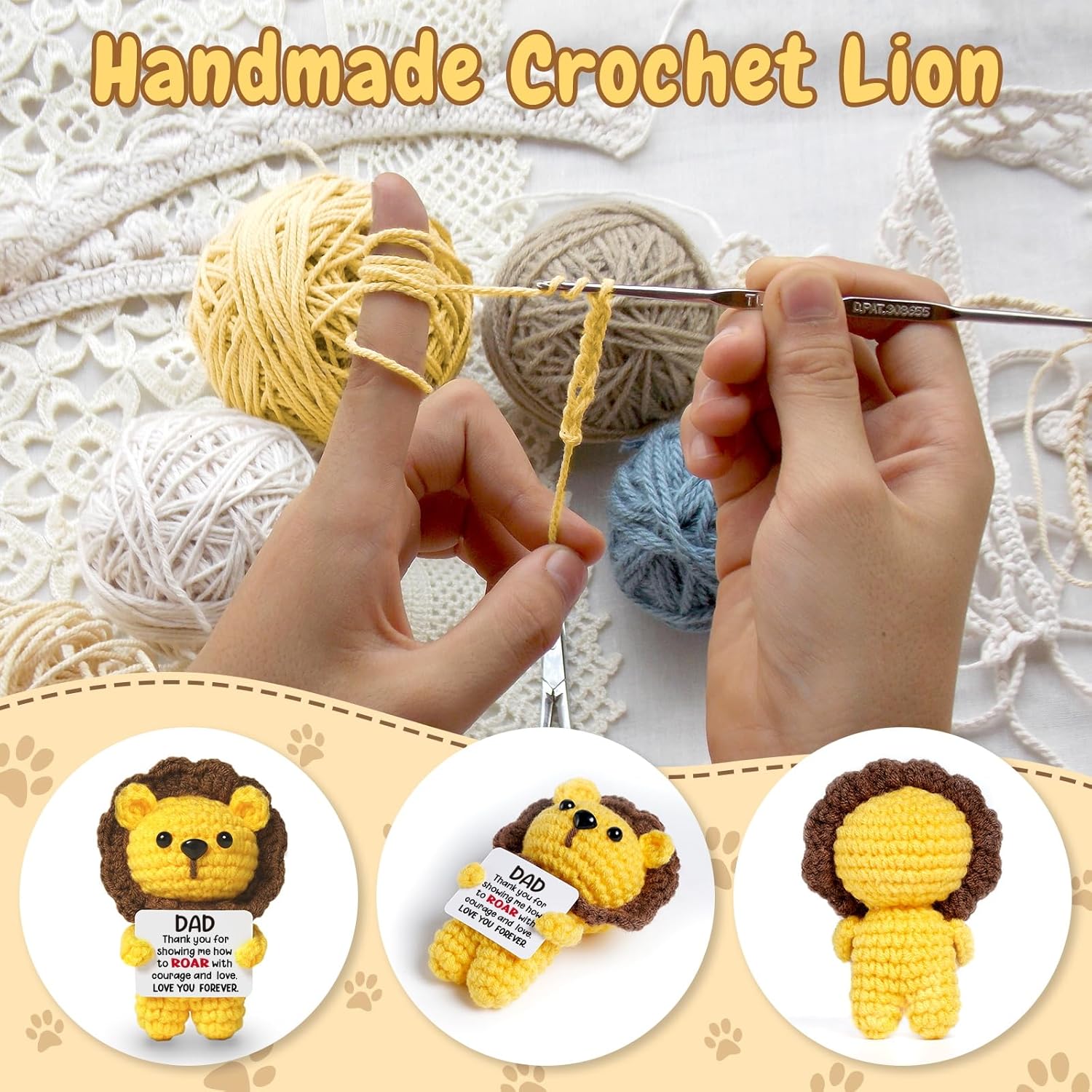 Crochet Lion Father's Day Gift for Dad – Free Animated Card | EasyWish