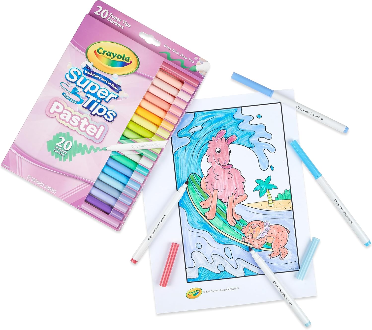 Crayola SuperTips Pastel Washable Markers | 20 Soft Assorted Colours | Felt Tip Pens for Kids | Colouring, Drawing & Journalling | Age 3+