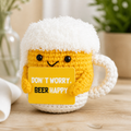 Emotional Support Beer Cup — Handmade Crochet Plushie Gift