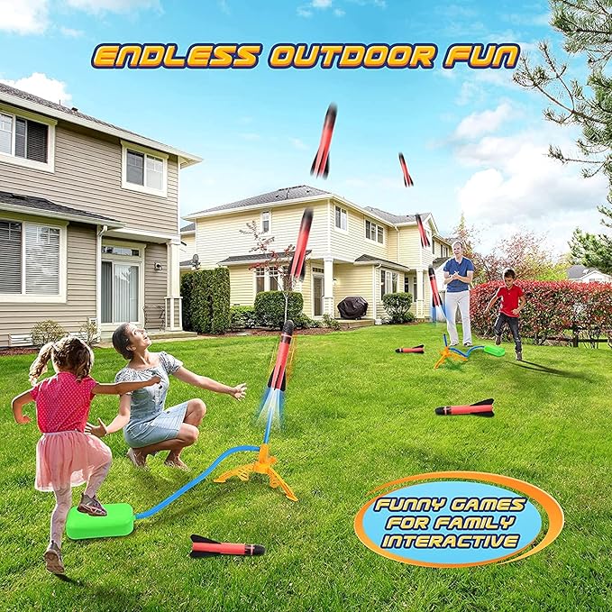 Easy to install Anginne stomp rocket launcher showing hose launching pad and bottom bracket assembly