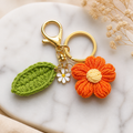 Crochet Flower Keychain Charm — Handmade Daisy Bag Charm (8 Colours)