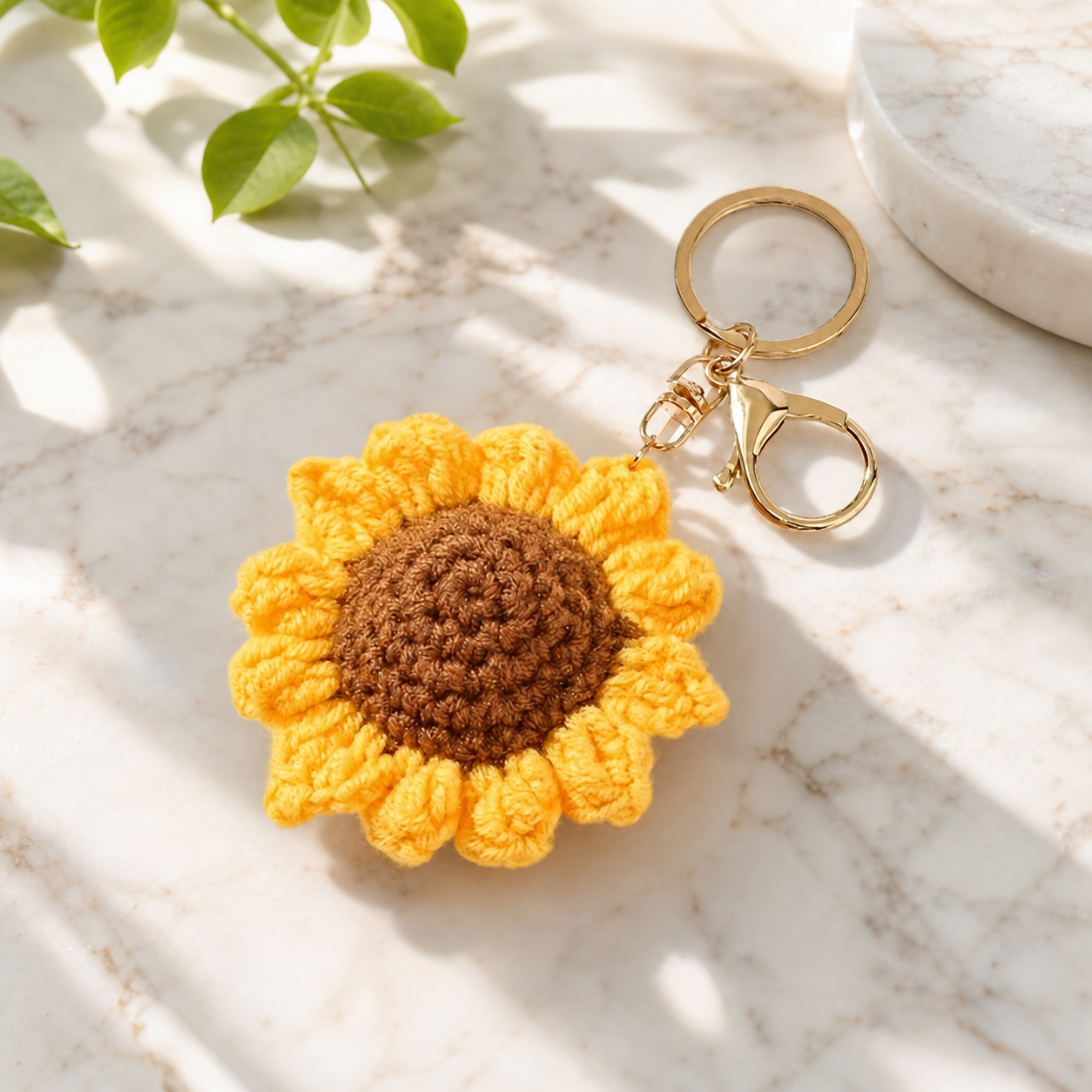 Crochet Sunflower Keychain – Sunny Pocket Bloom