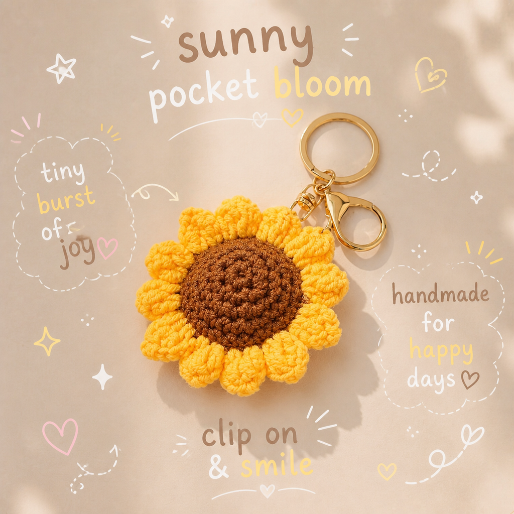Crochet Sunflower Keychain – Sunny Pocket Bloom