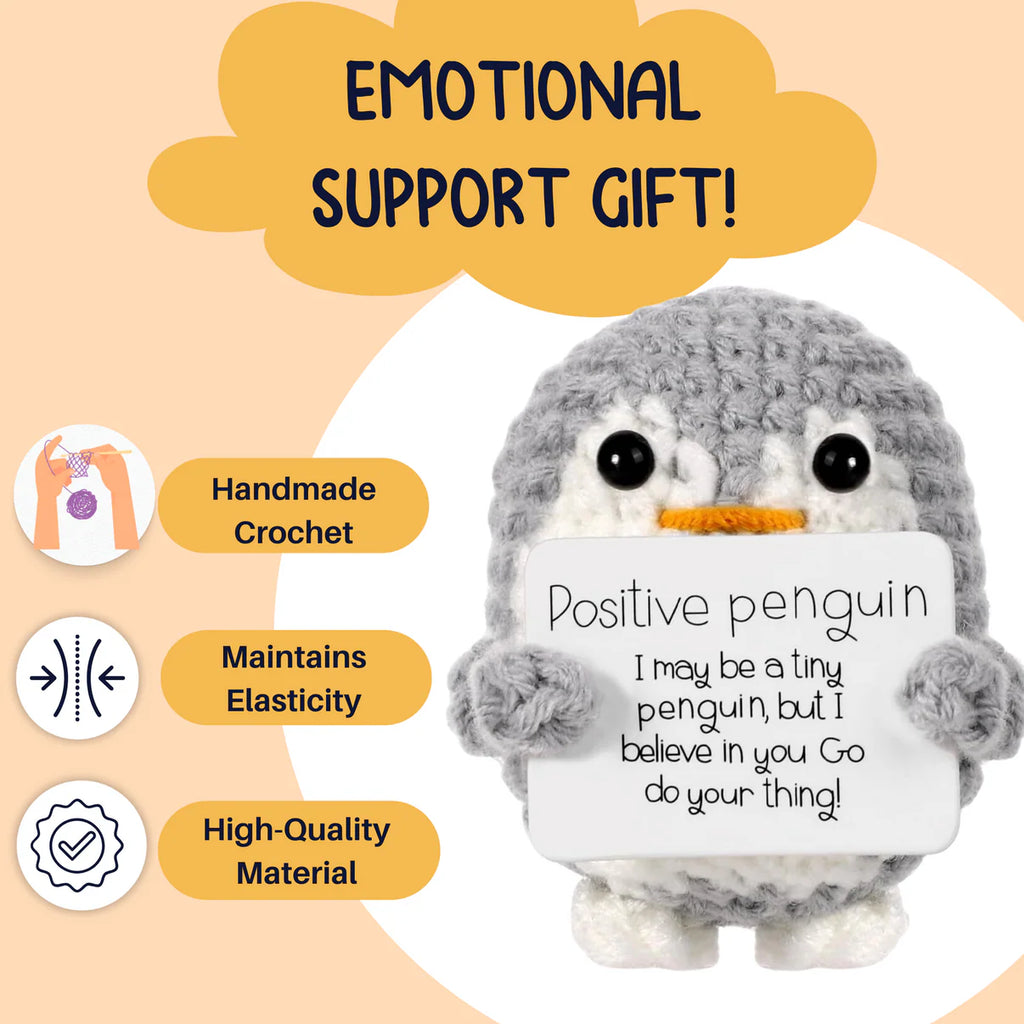 Cute Emotional Support Penguin handmade crochet gift features
